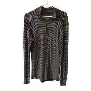 IBEX WOOLIES MERINO WOOL 1/4 ZIP TOP BASE LAYER STRIPES THERMAL WINTER MEN L